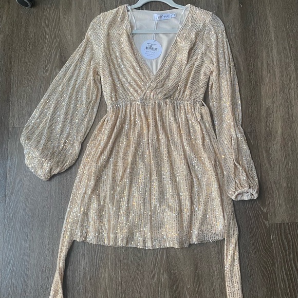 Petal + Pup Glitz Sequin Robe Dress in Champagne - Picture 3 of 3